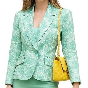 Erin‎ London Floral Printed Long Sleeve Collared Lined Blazer Suit Jacket Size M